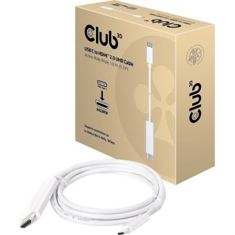 Club3D Cable USB 3.1 Type-C Male to HDMI 2.0 Male 1.8m White CAC-1514 - Image 2
