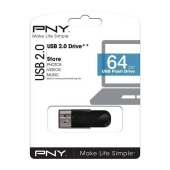 PNY Attache 4 64GB USB 2.0 Black FD64GATT4-EF - Image 2
