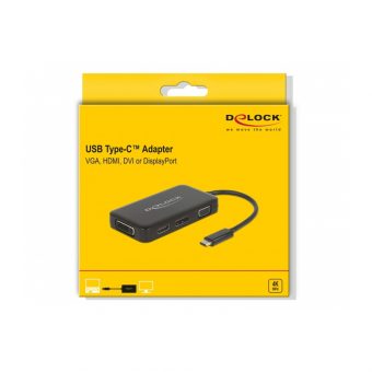 Delock Adapter USB Type-C Male to VGA/HDMI/DVI/Displayport Female Black 63929 - Image 3