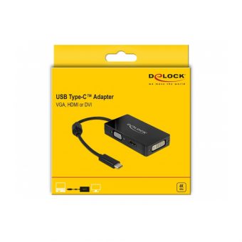 Delock Adapter USB Type-C Male to VGA/HDMI/DVI Female Black 63925 - Image 3