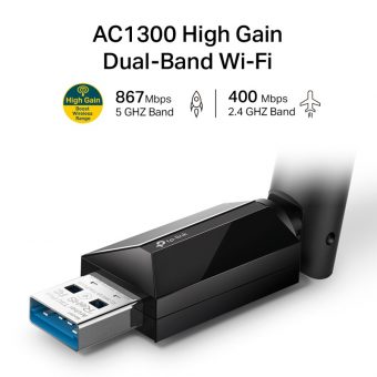 TP-Link AC1300 High Gain Wireless Dual Band USB Adapter ARCHER T3U PLUS v1 - Image 3
