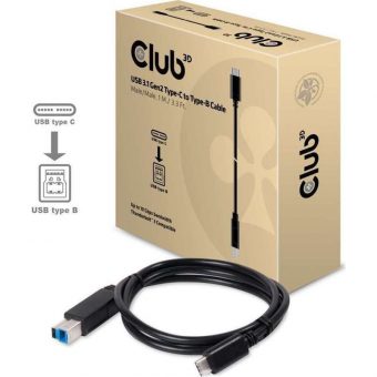 Club3D Cable USB 3.1 Type-C Male to USB 3.1 Type-B Male 1m Black CAC-1524 - Image 3