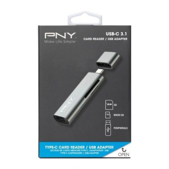 PNY Dual-Slot Card Reader USB 3.0 Type-C Silver R-TC-UA-3N1E01-RB - Image 3
