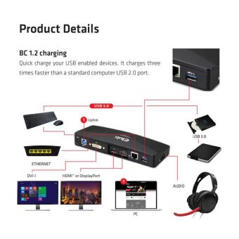 Club3D USB 3.0 4K Docking Station Black CSV-3103D - Image 4