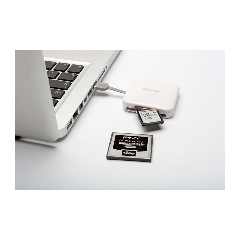 PNY MultiSlot Card Reader USB 2.0 TypeA White AXP724 eGate