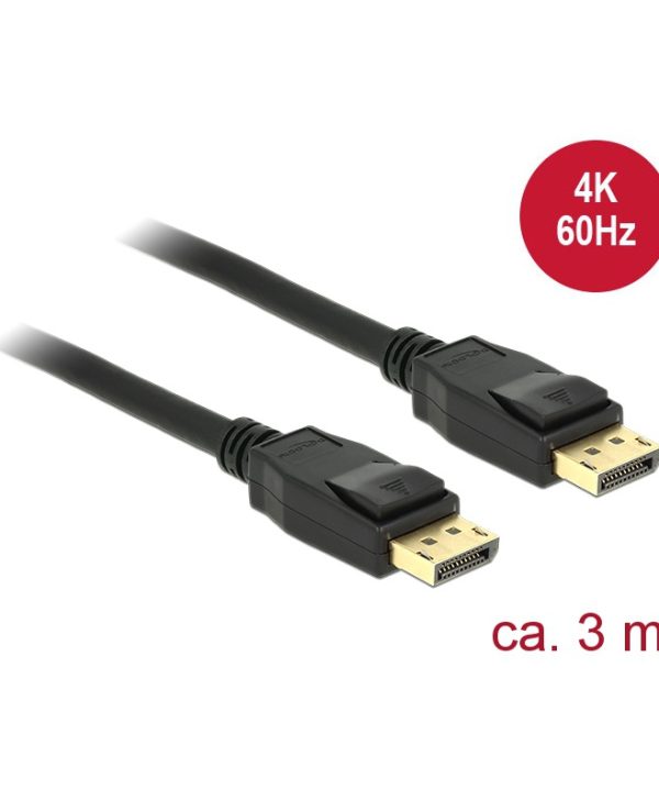 Delock Cable Displayport 1.2 Male to Displayport 1.2 Male 3m Black 83807