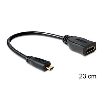 Delock Adapter Micro HDMI Male to HDMI Female 0.2m Black 65391