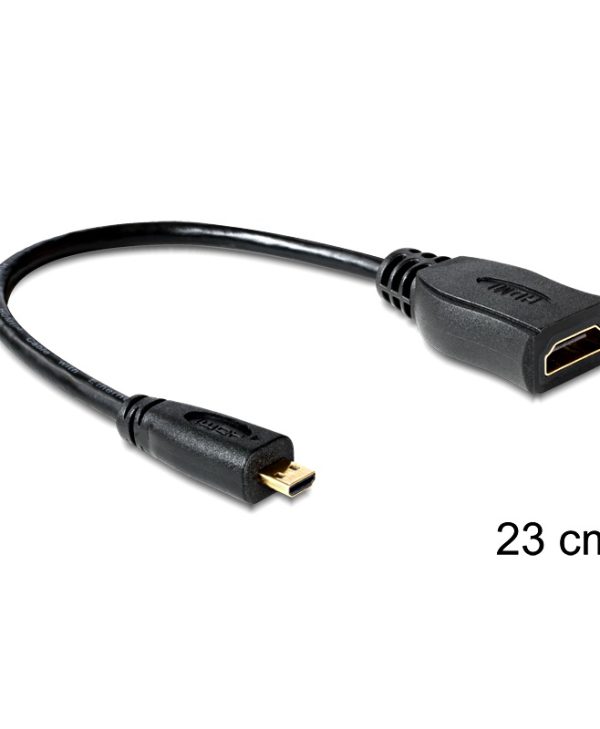 Delock Adapter Micro HDMI Male to HDMI Female 0.2m Black 65391