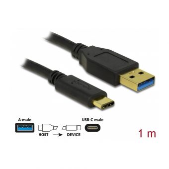 Delock Cable USB 3.1 TYpe-C Male to USB 3.1 Type-A Male 1m Black 83870