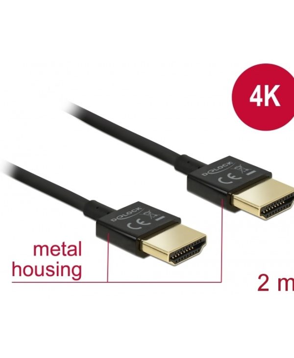 Delock Cable HDMI Male to HDMI Male 2m Black 84773
