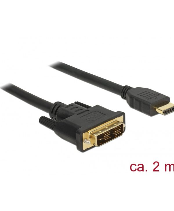 Delock Cable HDMI Male to DVI-D Male 2m Black 85584