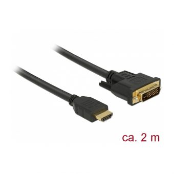 Delock Cable HDMI Male to DVI-D Male 2m Black 85654