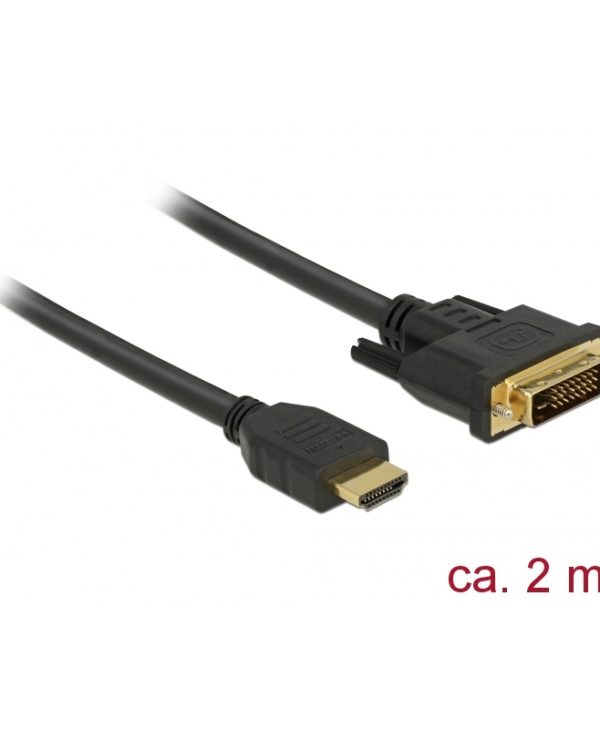 Delock Cable HDMI Male to DVI-D Male 2m Black 85654