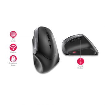 Cherry MW4500 Ergonomic Optical USB Wireless Mouse Black JW-4500 - Image 2