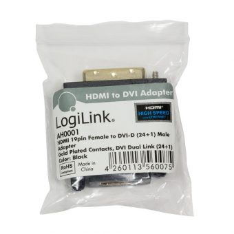 Logilink Adapter HDMI Female - DVI-D (24+1) Dual Link Male Black AH0001 - Image 2