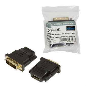 Logilink Adapter HDMI Female - DVI-D (24+1) Dual Link Male Black AH0001 - Image 3