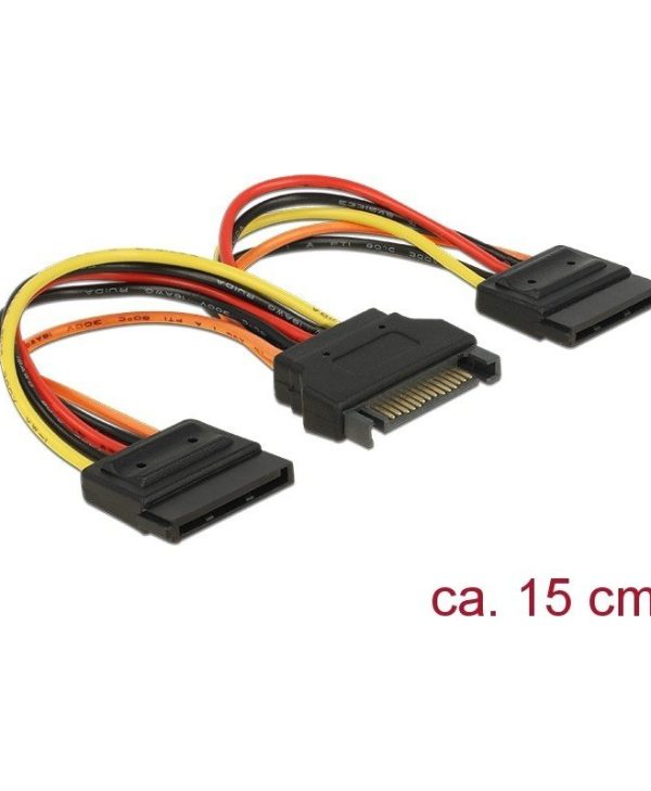 Delock Cable Power Sata Connector To x2 Connectors  0.15m  60143