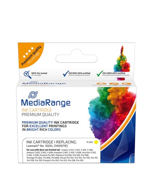 MediaRange Inkjet Συμβατό για Εκτυπωτές Lexmark NO.100XL (Yellow) MRLX100YXL