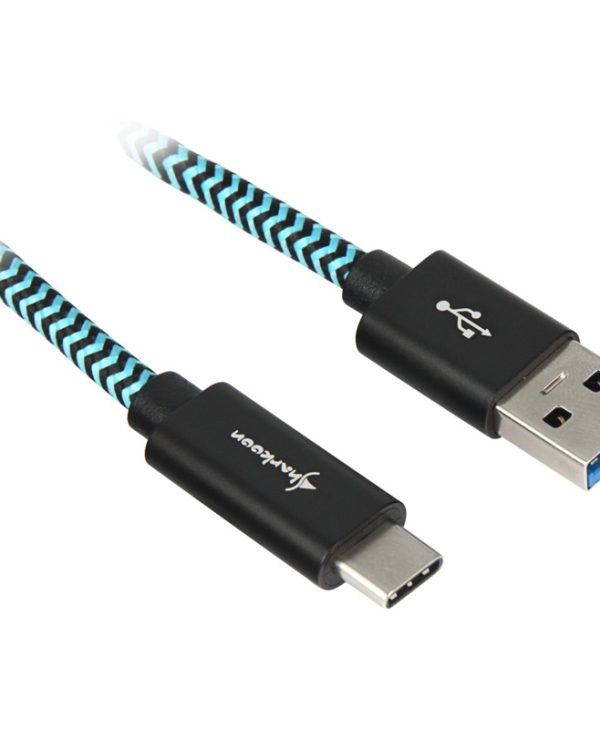 Sharkoon USB 3.1 Cable Type-A Male To Type-C Male 1m Black/Blue 4044951027125