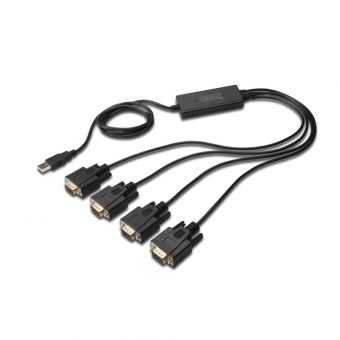 Digitus USB 2.0 To 4x RS232 Adapter 1.5m Black DA-70159