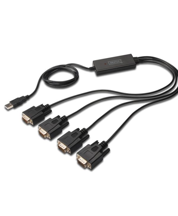 Digitus USB 2.0 To 4x RS232 Adapter 1.5m Black DA-70159