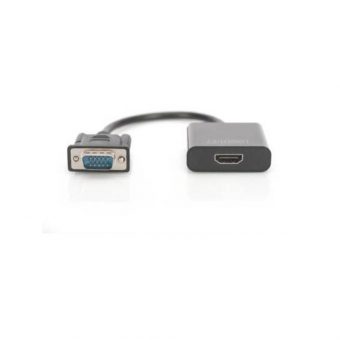 Digitus VGA Male To HDMI Female Cable With Audio 0.15m Black DA-70473