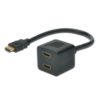 Digitus HDMI Male To 2 x HDMI Female Splitter 0.2m Black AK-330400-002-S