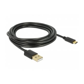 Delock Cable USB 2.0 Type-A Male To Type-C Male 3m Black 85209 - Image 2