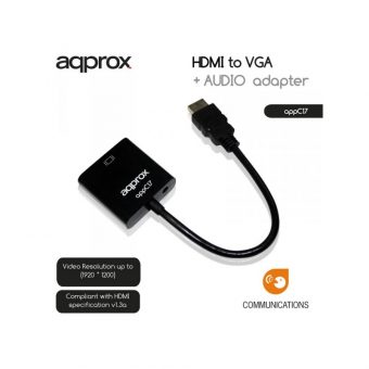 Approx HDMI Male To VGA Female Adapter With Audio 0.15m Black C17