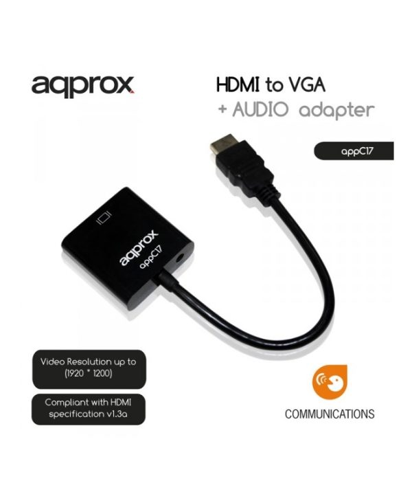 Approx HDMI Male To VGA Female Adapter With Audio 0.15m Black C17