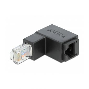 Delock Adapter RJ45 Plug Downwards Angled To RJ45 Jack Cat6 UTP Black 86423