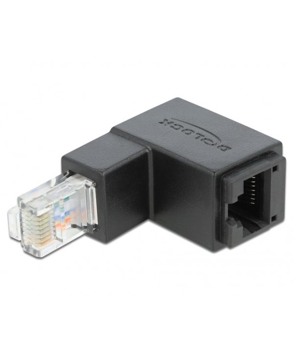 Delock Adapter RJ45 Plug Downwards Angled To RJ45 Jack Cat6 UTP Black 86423
