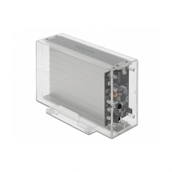 Delock External Dual Enclosure For 2 x 3.5'' SATA HDD With USB Type-C Female Transparent 42624