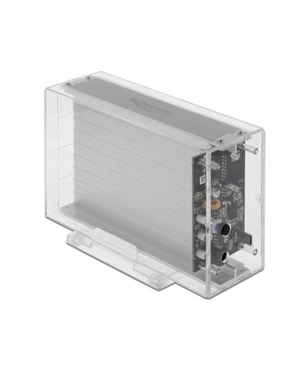 Delock External Dual Enclosure For 2 x 3.5'' SATA HDD With USB Type-C Female Transparent 42624