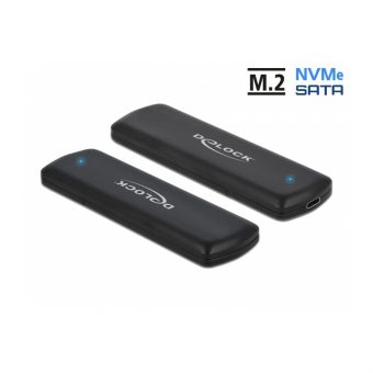 Delock External USB Type-C Combo Enclosure For M.2 NVMe PCIe Or SATA SSD 0.3m Black 42633
