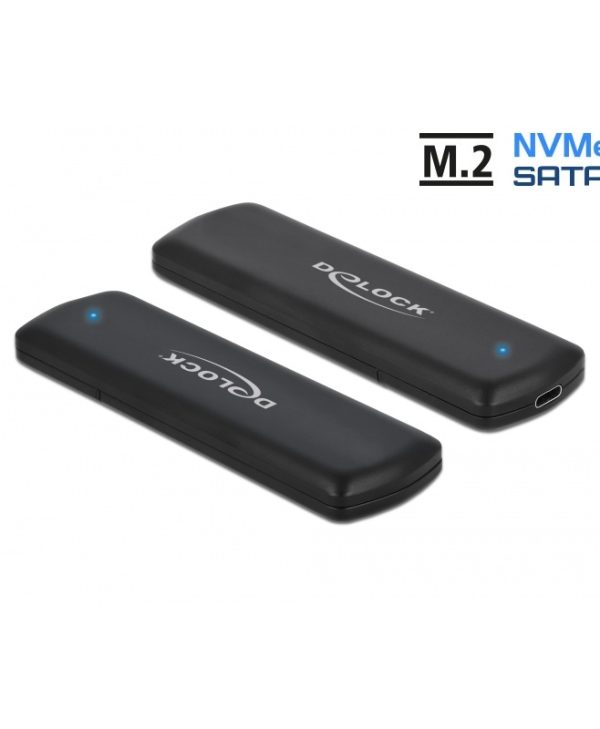 Delock External USB Type-C Combo Enclosure For M.2 NVMe PCIe Or SATA SSD 0.3m Black 42633