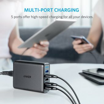Anker Powerport 5 Wall Charger with 2XQC3 Black A2054L11 - Image 3