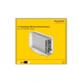 Delock External Dual Enclosure For 2 x 3.5'' SATA HDD With USB Type-C Female Transparent 42624 - Image 5