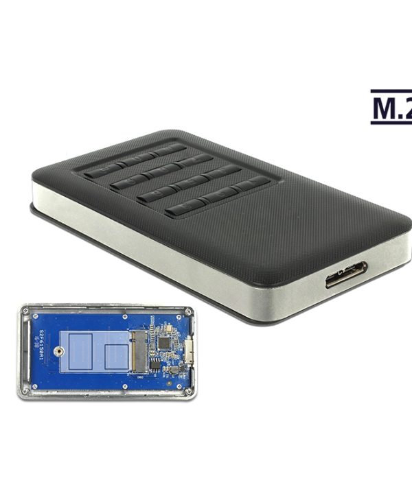 Delock External Enclosure M.2 Key B 42 mm SSD To USB 3.0 Type Micro-B Female With Encryption Function Black 42594