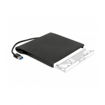 Delock External Enclosure For 5.25'' Ultra Slim SATA Drives 9.5 mm To USB Type-A Male Black 42603