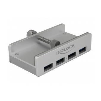 Delock External USB 3.0 4-Port Hub With Locking Screw Silver 64046