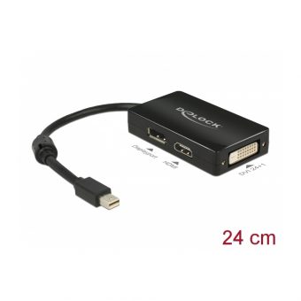 Delock Adapter Mini DisplayPort 1.1 Male To DisplayPort/HDMI/DVI Female Passive Black 62623