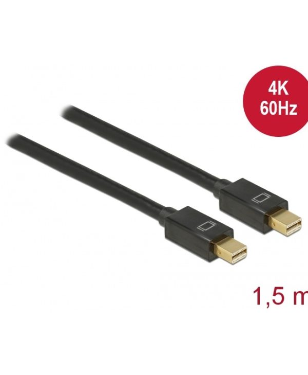 Delock Cable Mini DisplayPort 1.2 Male To Mini DisplayPort Male 4K 60Hz 1.5m Black 83474