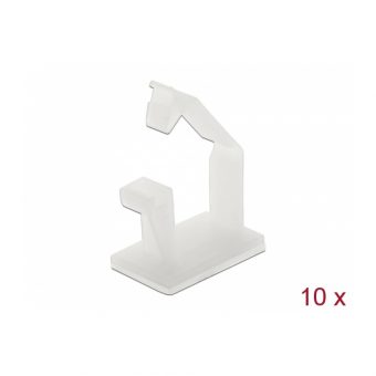 Delock Cable Holder With Locking Clip Self-Adhesive 10 Pcs White 60250