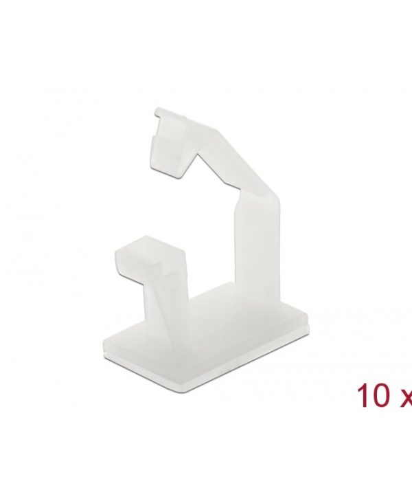 Delock Cable Holder With Locking Clip Self-Adhesive 10 Pcs White 60250