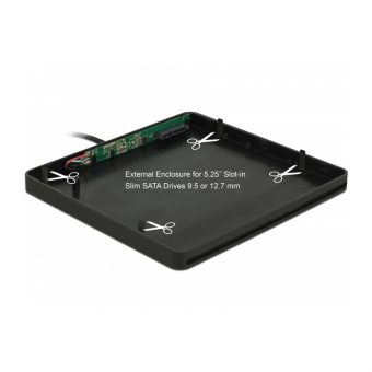Delock External Enclosure For 5.25'' Slot-In Slim SATA Drives 9.5 / 12.7 mm To USB Type-C Male Black 42604 - Image 2