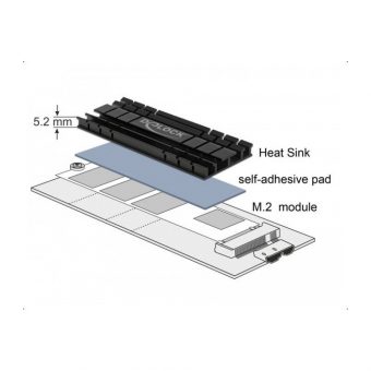 Delock Heat Sink 70mm Flat For M.2 Module Black 18285 - Image 2