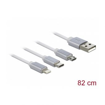 Delock USB 3 in 1 Retractable Charging Cable For Lightning 8 Pin/Micro USB/USB Type-C White 85850 - Image 3