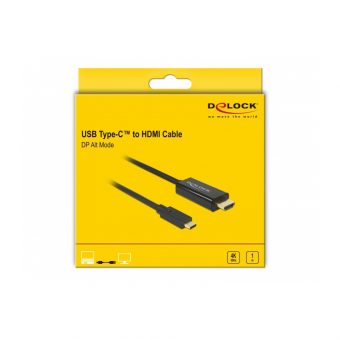 Delock Cable USB Type-C Male To HDMI Male (DisplayPort Alternative Mode) 4K 60Hz 1m Black 85290 - Image 3