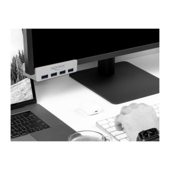 Delock External USB 3.0 4-Port Hub With Locking Screw Silver 64046 - Image 3
